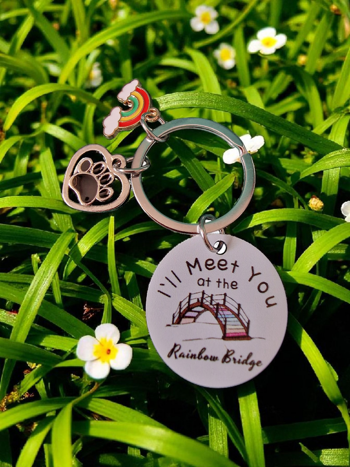 Rainbow bridge keyring with charms
