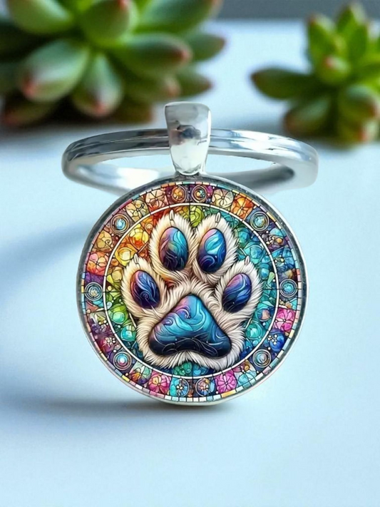 Mosaic paw keychain